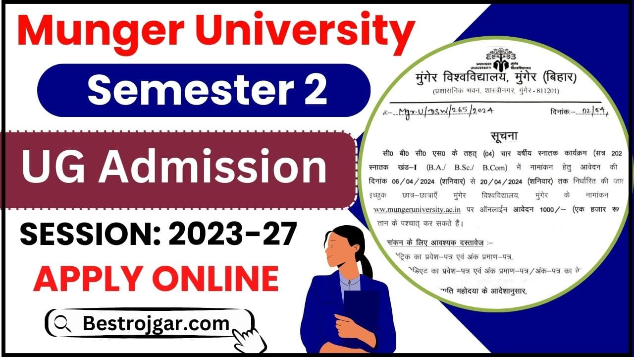 Munger University UG Semester 2 Admission 2024