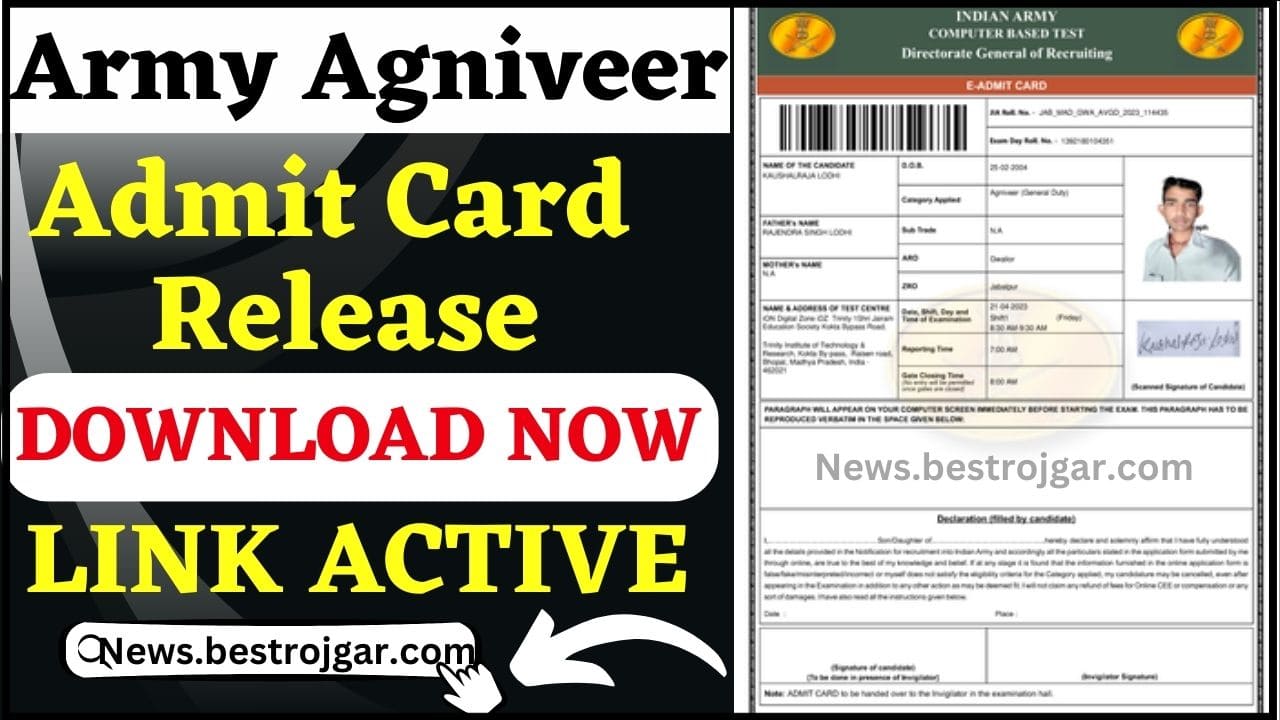 Army Agniveer Admit Card Release