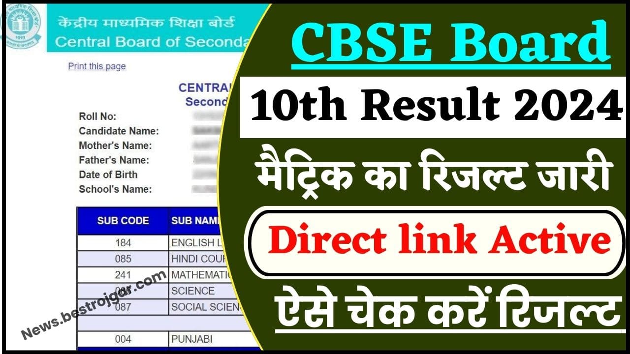 CBSE Board 10th Result 2024